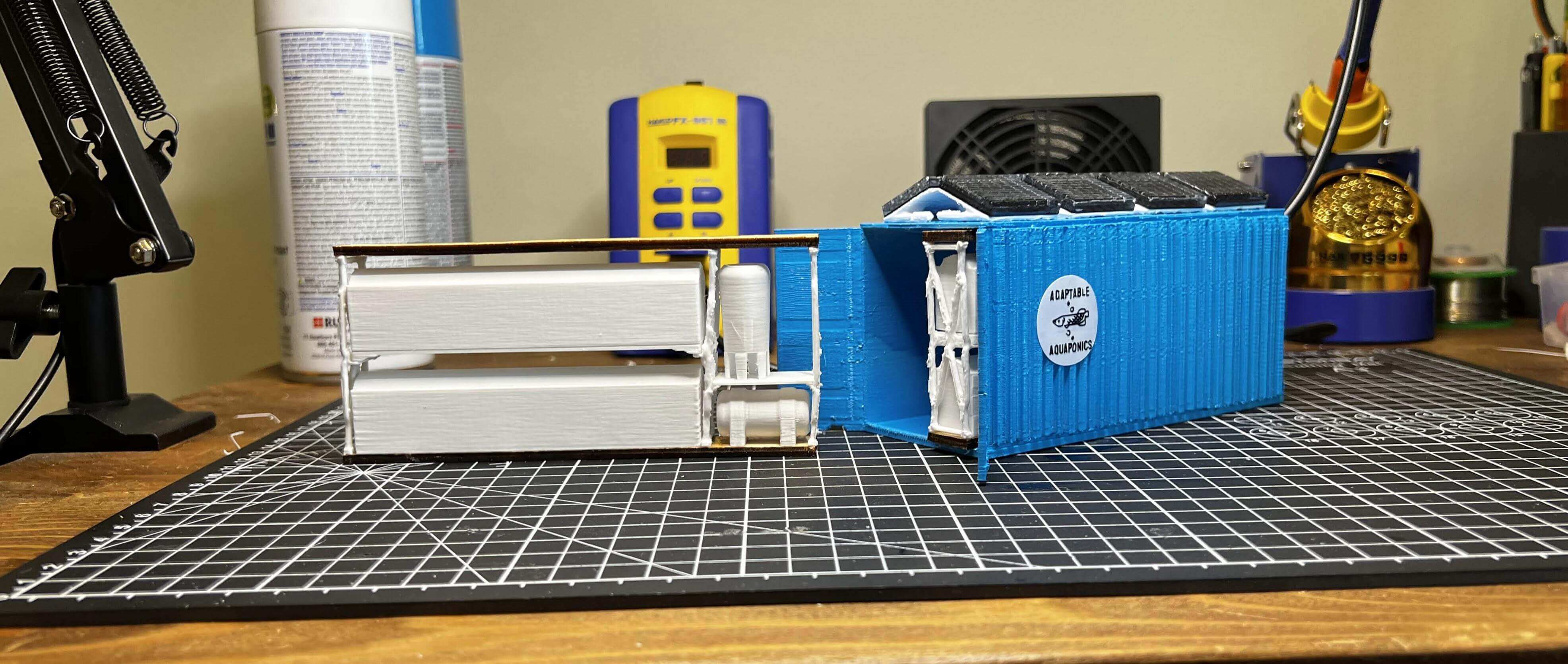 Assembled model on workbench
