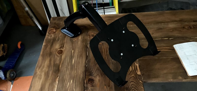 Installed laptop mounting arm with cable management